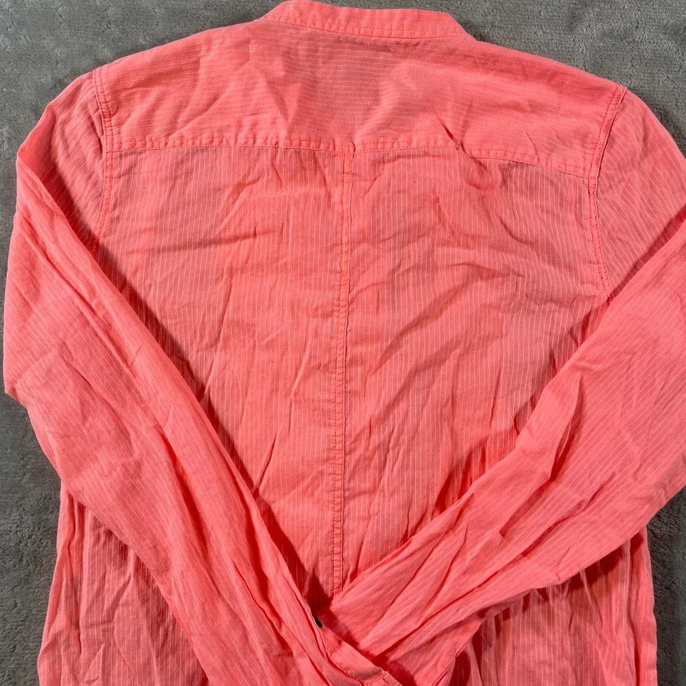 J  Crew Shirt Tunic Top Women 0 XS Pink Coral Pleated Front Coastal Beach Summer